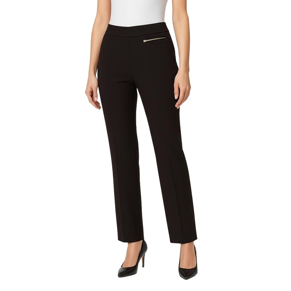 ELLEN TRACY Womens Size 10 Black High‎ Waisted Straight Leg Zipper Pocket